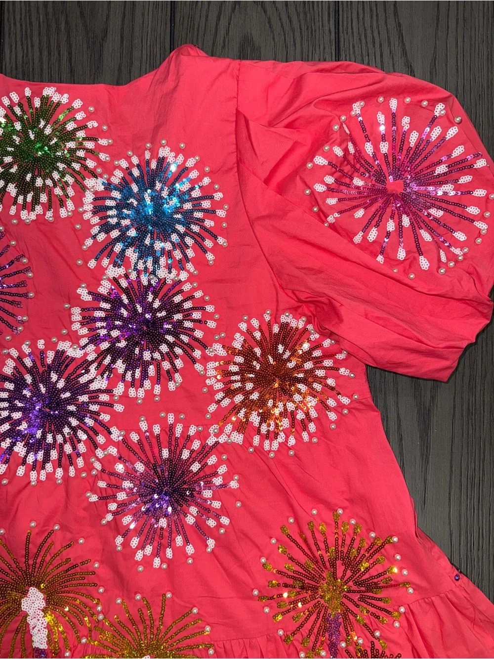 Queen of Sparkle Pink Firework Back Dress Size S Maximalist Festive Party Sequin - Picture 6 of 12